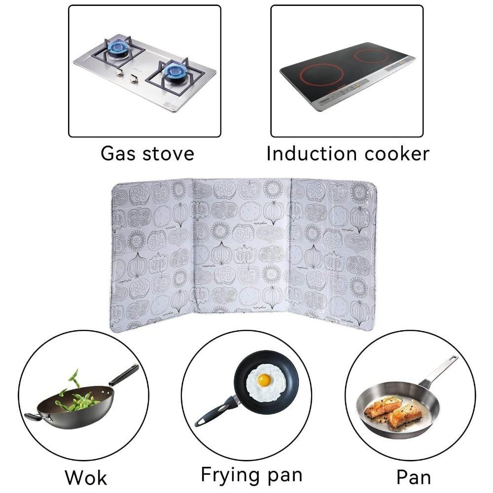 3-Sided Foldable Splatter Guard Large Space-Saving Grease Shield Easy Clean Reusable Splash Guard Restaurant