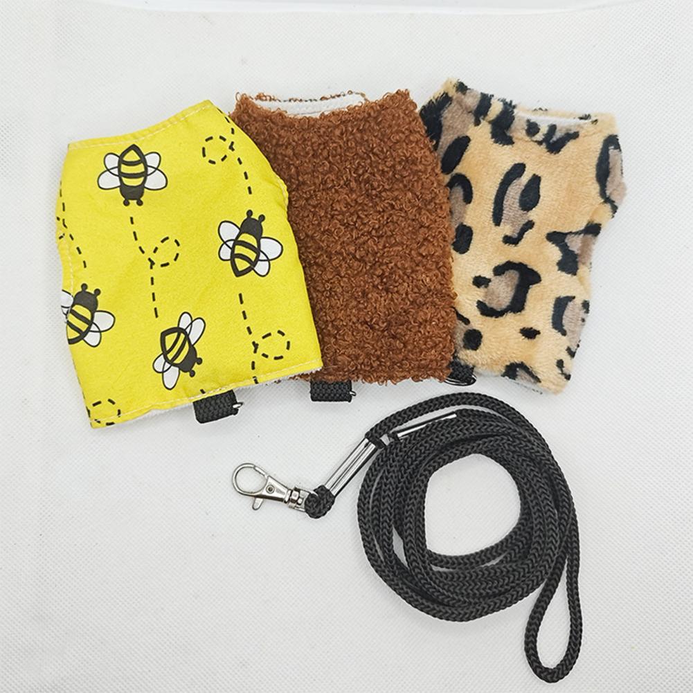 Bearded Dragon Vest Leash Lizard Vest Leash Stylish Leash Set Dragon Vest Bee Print Adjustable Buckle Breathable for Lizards
