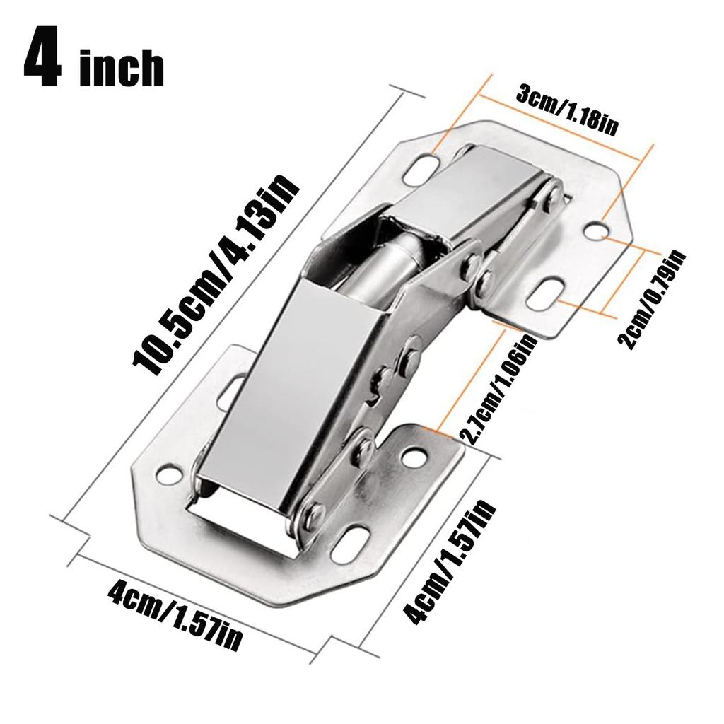 3/4inch 90 Degree Cabinet Door Hinges Kitchen Concealed Hinges Cupboard Door Spring Buffer Hinges - No Slot Required 2-Pack