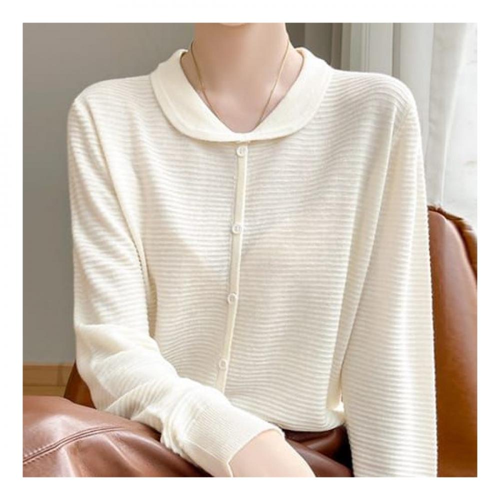Navava Long Sleeve Knit Simple Button Daily Collar Nk2286