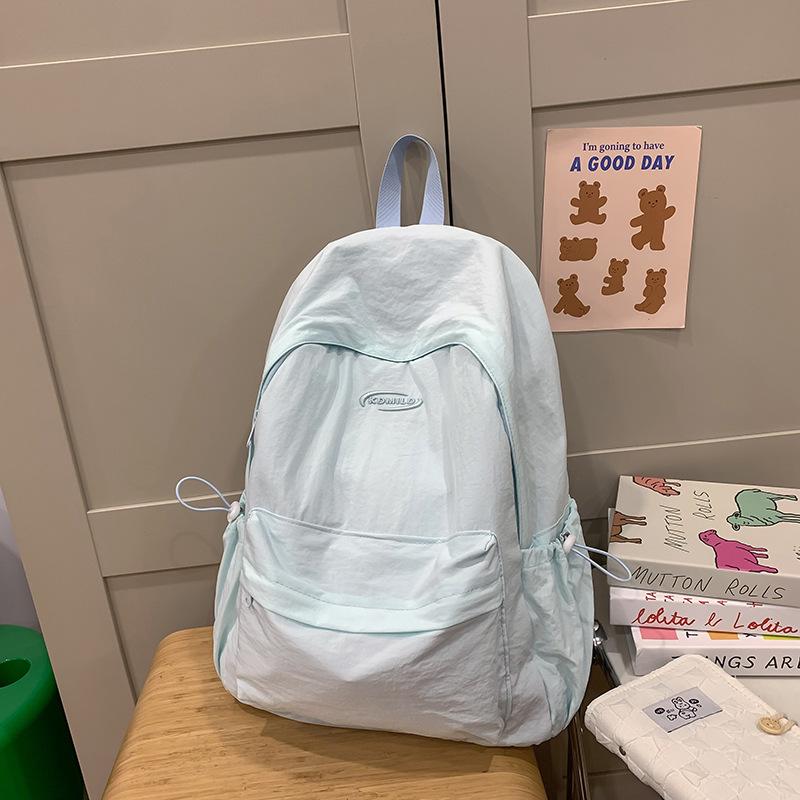 Schoolbag Lightweight Simple Solid Color Backpack Casual Versatile College Student Class Bag School Bag Female Outing Wind Student Backpack