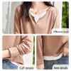 Women's V-Neck Faux Two-Piece Contrast Stitching Casual T-Shirt