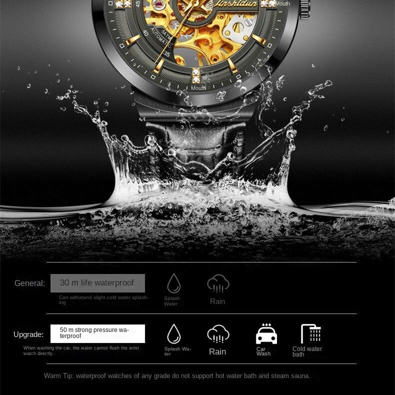 JINSHIDUN-Neue Business- und Freizeit-Herrenuhr Automatische mechanische Uhr Hohlleder High-End-Uhr