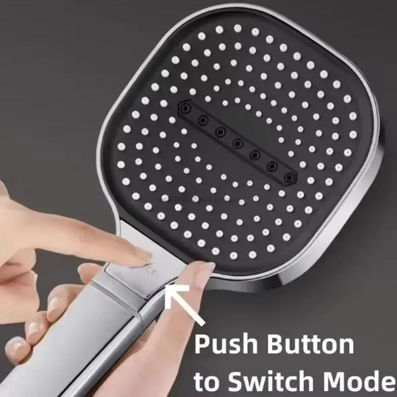 High Pressure Large Panel Shower Head Square 13CM Bathroom Shower Head Filter Element 3 Mode Bathroom Shower Tool Home Shower