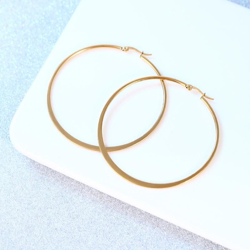 50mm Simple Flatten Circle Golden Round Big Hoop Earring for Women Fashion Jewelry Silver Color Exaggerated Great Aros Brincos