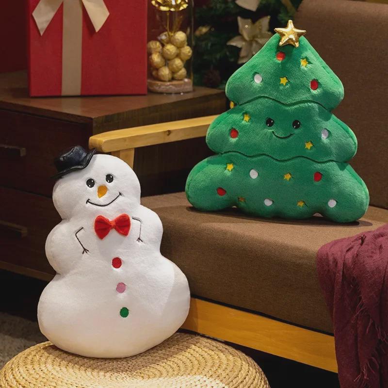 Santa Claus & Snowman Christmas Pillow – Holiday Decoration for Living Room, Sofa, Bedroom