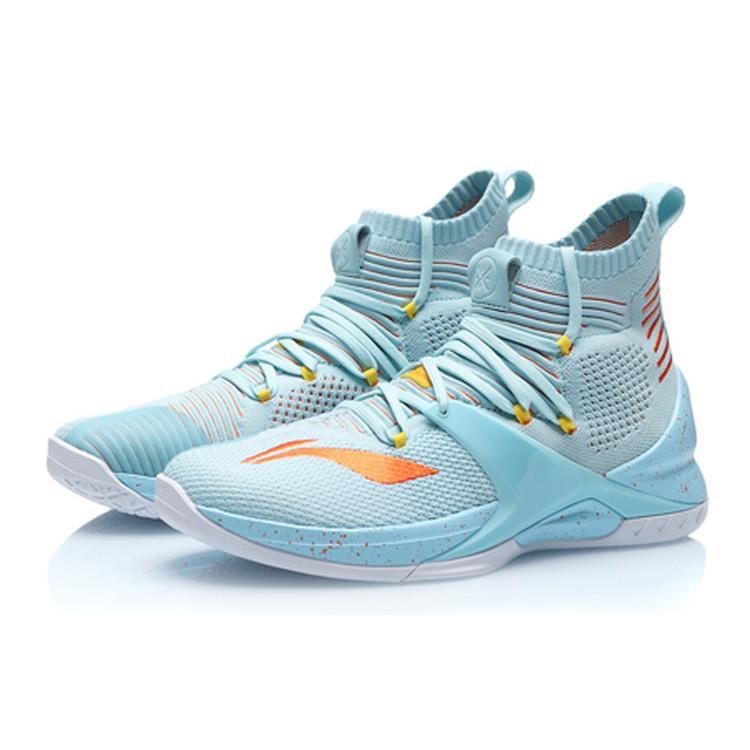 New LiNing Blockade Cushioning Anti Slip And Wear Resistant High Top Basketball Shoes Men's Blue ABAP057-3