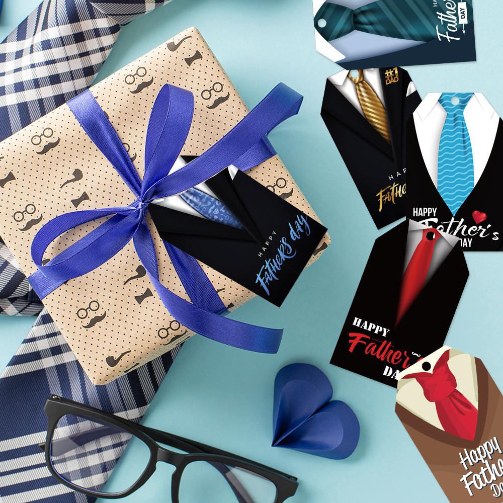 Theme Father Day Bow Tie Pattern Paper Label Hanging Tag Pendant Decorative