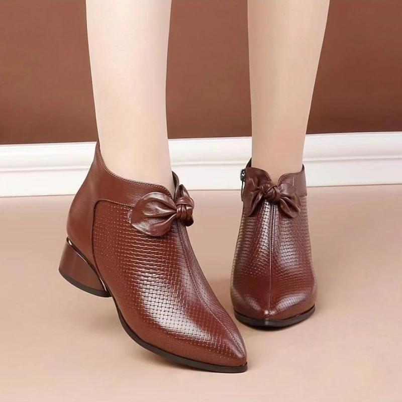 Woman Pumps Ladies Fashion Pointed Toe Chunky Heels Women Dress Office Shoes Ankle Boots Wedding Shoes Bride Zaptos Mujer