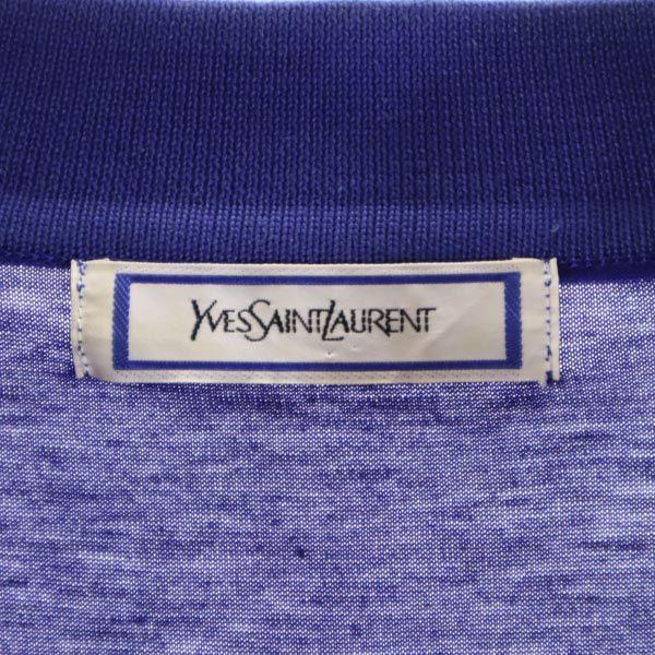 Yves Saint Laurent 90s Short Sleeve Half Button Shirt M Blue Women Used