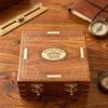 Brass Sextant with Wooden Box, Nautical Navigation Instrument, Maritime Decor Replica