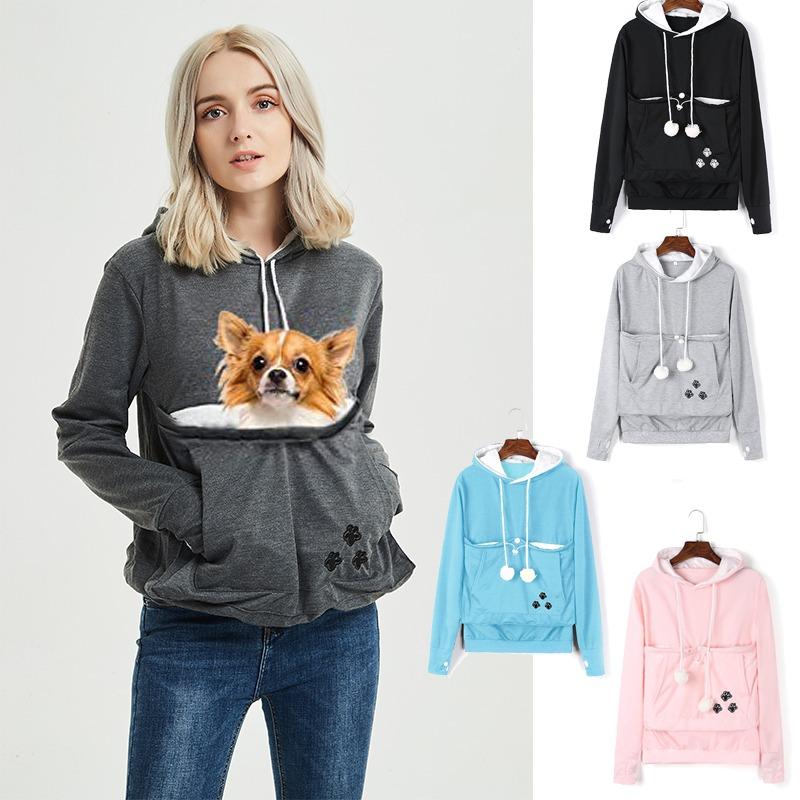 Γυναικεία φούτερ με κουκούλα, μεγάλη θήκη, γυναικεία θήκη για κατοικίδια, φθινοπωρινή μόδα πουλόβερ, θήκη για αυτιά γάτας
