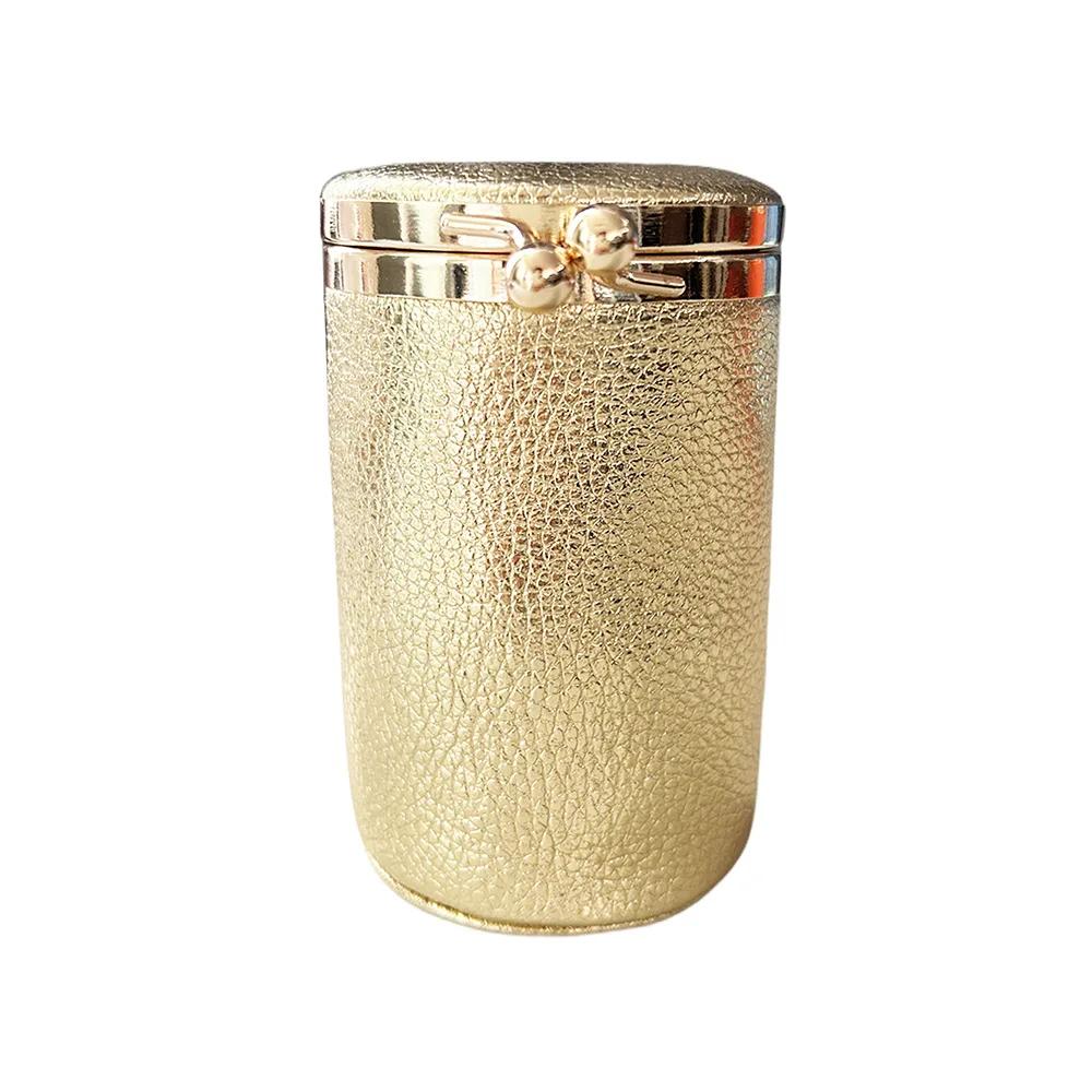 Ölwachs Leder Mini Tragbare Kosmetiktasche mit Spiegel Lippenstift Organizer Echtes Leder Vintage Kompakte Aufbewahrungstasche Münzbörse