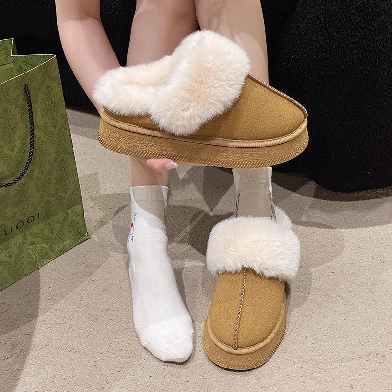 Baotou Snow Drag Outside 2024 Winter New Korean Version Thick-soled Piled Thickened Warm Indoor Cotton Shoes Mao Mao Shoes