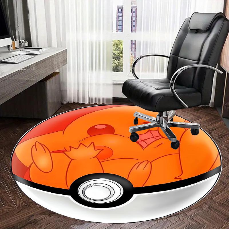 1pc Pikachu inside Poké Ball Round carpet, Made of Polyester,Perfect for Decorating Office Chairs, Living Rooms,Vibrant Decorative Rug