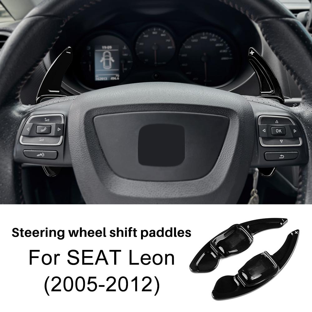 For Seat Leon 2005 2006 2007 2008 2009 2010 2011 2012 Carbon Fiber Style TOP ABS Car Steering Wheel Paddle Shifter Cover