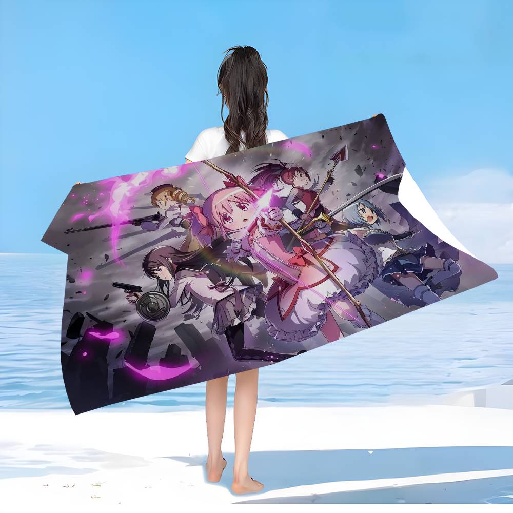 P-Puella Magi Madoka M-Magica Microfiber Beach Towel Absorbent Quick Dry Soft Yoga Swimming Resort Mountain Climbing Towel