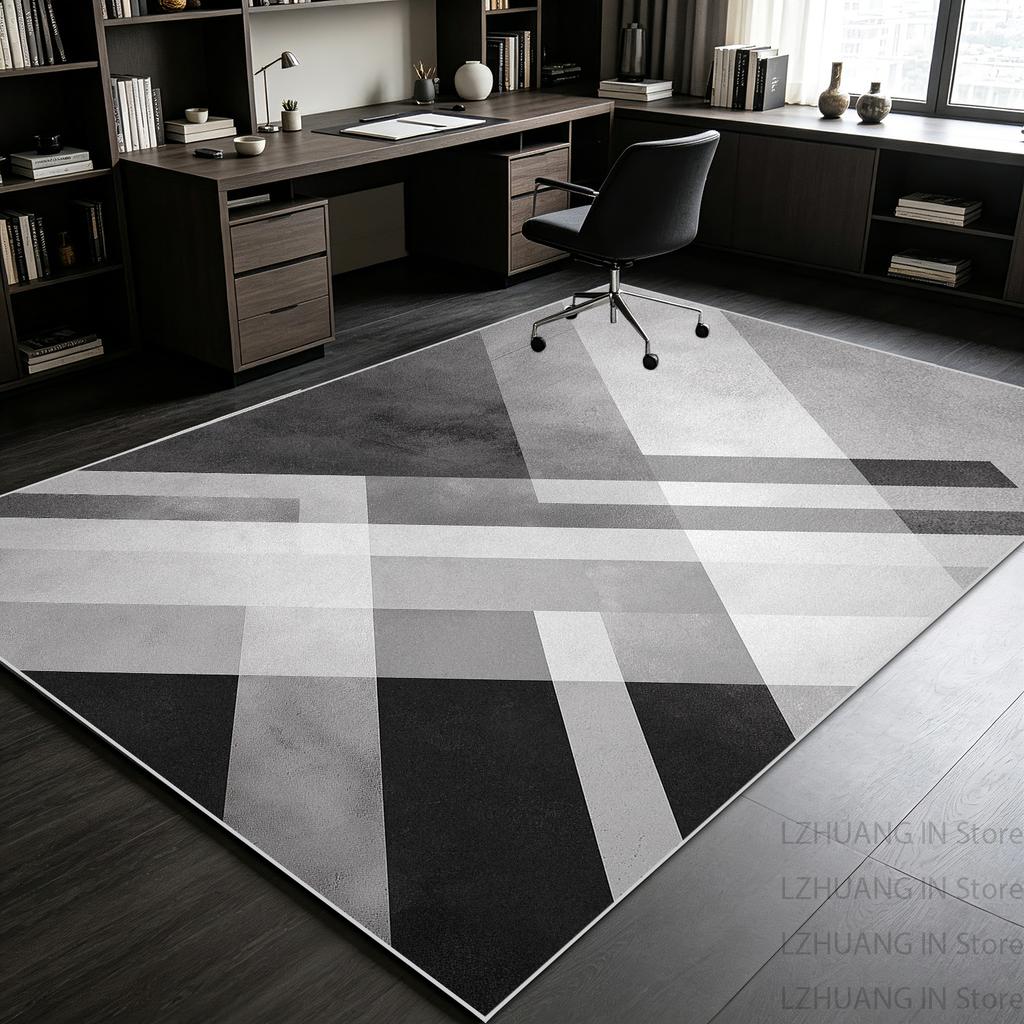 Minimalism Black White Gray Geometric Study Carpet Antiskid Easy Cleaning Living Room Rug Washable Room Decoration Home Mat