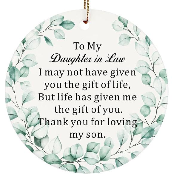 to My Daughter in Law Christmas Ornaments, Daughter-in-Law Christmas Ornament Gifts, Two-Side Printed 3'' Christmas Ornament for Christmas Tree,