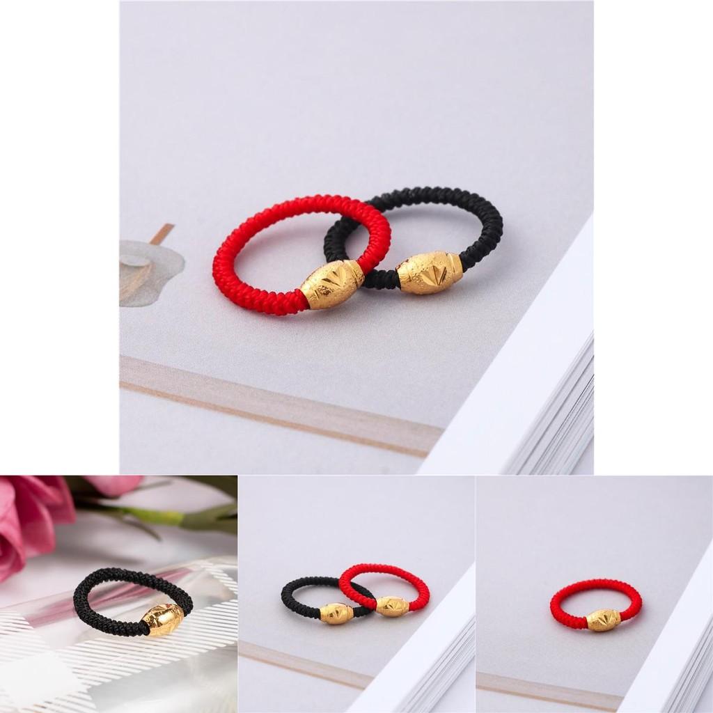 Stilvoller von der Natur inspirierter Kupfergoldring mit roten und schwarzen vietnamesischen Sandschmuckperlen