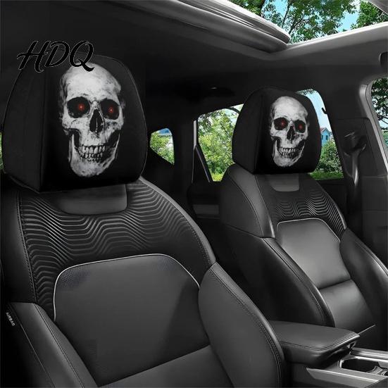 Washable Headrest Cover Ghost Face Car Covers Scary Seat Playful Accessories Protector Universal Stretchy Accessory for Most Cars Cartoon