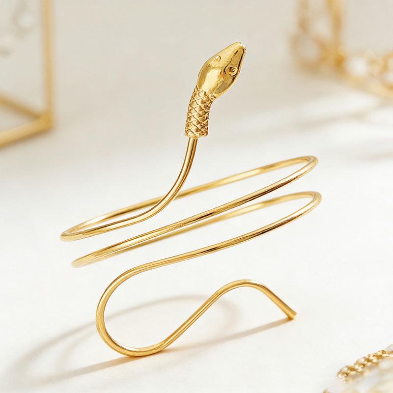 Retro European Twisted Metal Snake Cuff Bracelet for Women
