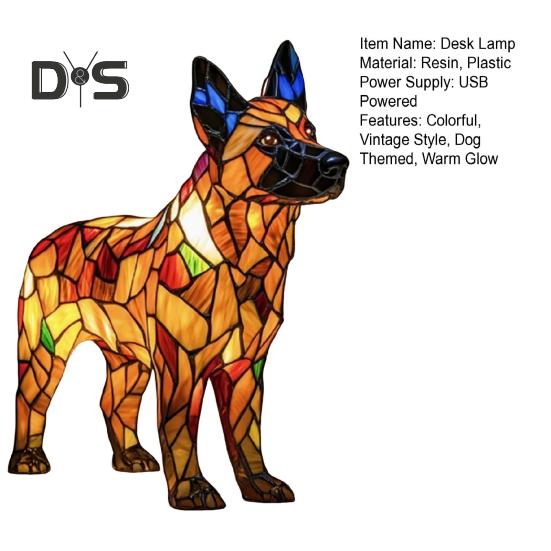 Stolní lampa Corgi Retro mořená pryskyřičná noční lampa s motivem psa LED stolní lampa pro domácí noční stolek dekorace milovníky psů dárek