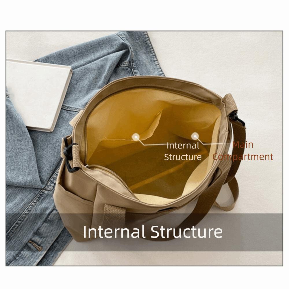 Large Capacity Multi Pocket Tote Bag Solid Color Nylon Crossbody Bag Canvas Tote Bag Commuting