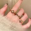 Red Four-leaf Clover Open Ring - Women's Luxury High-end Exquisite Ring