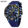 New MEGIR Chronograph Sports Watch Men Big Dial Waterproof Military Quartz Wrist Watch Man with Silicone Strap Drop Shipping