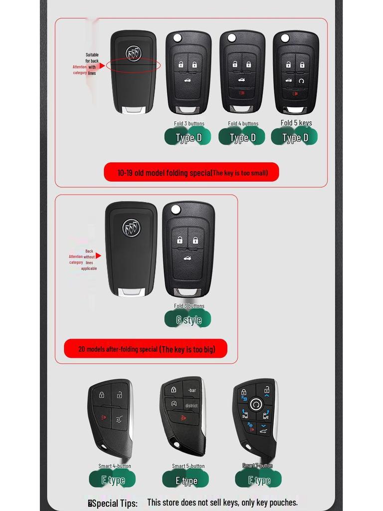 Light Blue Key Cover for Buick Models: Excelle, Encore, GL8, Verano, GL6, Regal, LaCrosse - Designed for Women