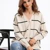 Autumn Winter Women Jacquard Sweater Loose Knit Coat V Neck Long Patterned