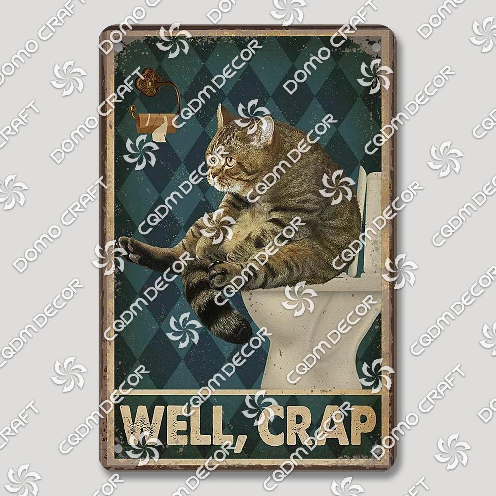 Vintage Retro Metal Tin Signs  Cute Owl Pig Cat and Funny WC Posters for Bathroom Mall BBQ Cafe Bar Pub Wall Decor