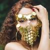 Coin Bell Tassel Masquerade Mask Veil Bohemian Style Luxury Belly Dance Stage Cosplay Hollow Out Fashion Women's Jewelry Mask