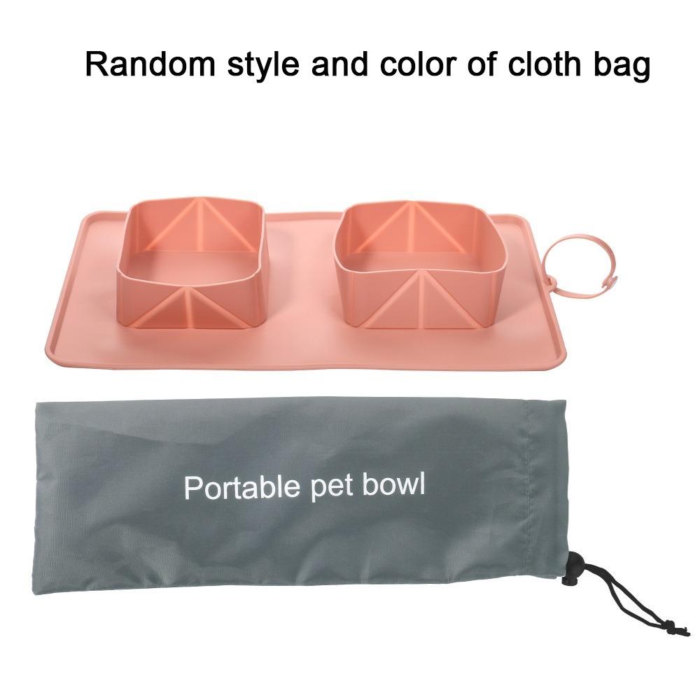 Anti Slip Silicone Folding Dog Bowl 2-in-1 Cat Water Feeder Folding Double Bowls  for Dogs/Cats