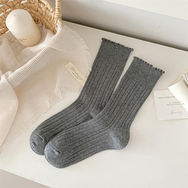 Autumn Sweet Fungus Edge Socks Soft And Glutinous, Versatile Sweat-Absorbing Breathable Pile Socks Trendy Cotton Socks