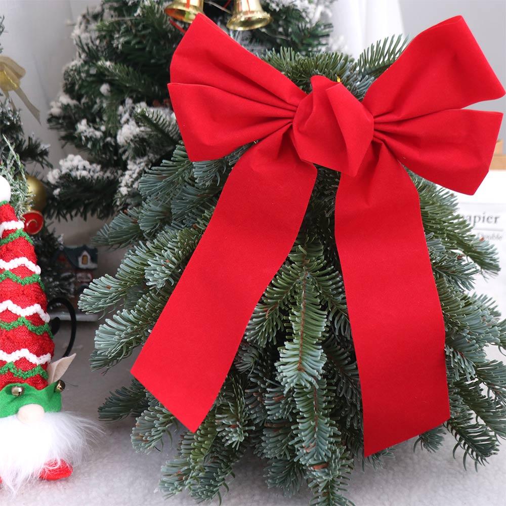 Multifunctional Large Size Red Velvet Bow DIY Reusable Christmas Tree Bow with Tie Wreath Bow Wedding