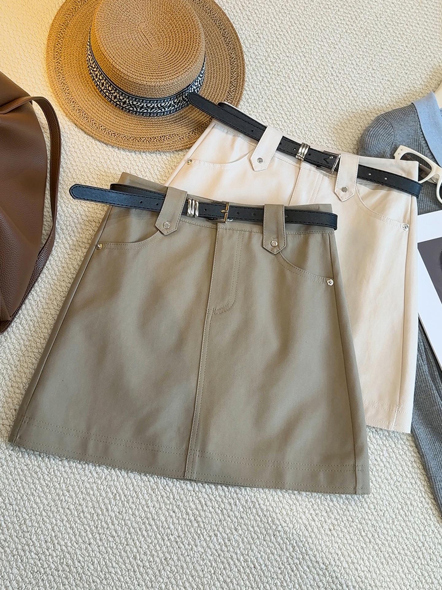Korean Style High-Waisted Khaki A-Line Skirt for Petite Women - Spring/Summer 2026 Collection Large хаки