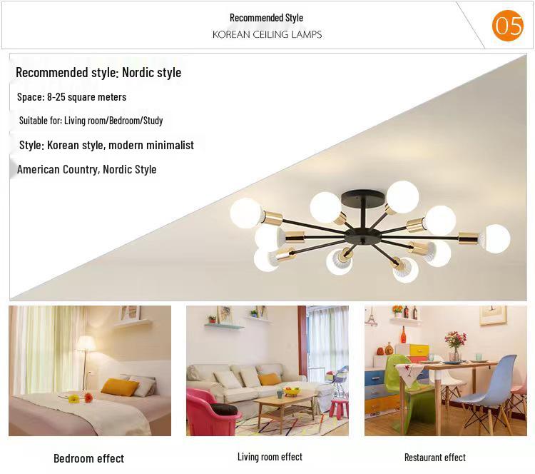 Black & White Nordic Minimalist Branch Chandelier LED Ceiling Light for Dining, Living, Bedroom, & Hotel Rooms