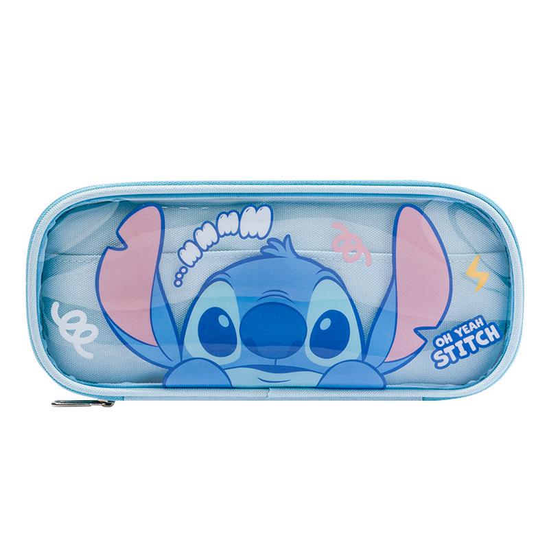 Lianzhong Strawberry Bear & Stitch Mickey Cartoon Transparent Multi-Compartment Large Capacity Pencil Case.