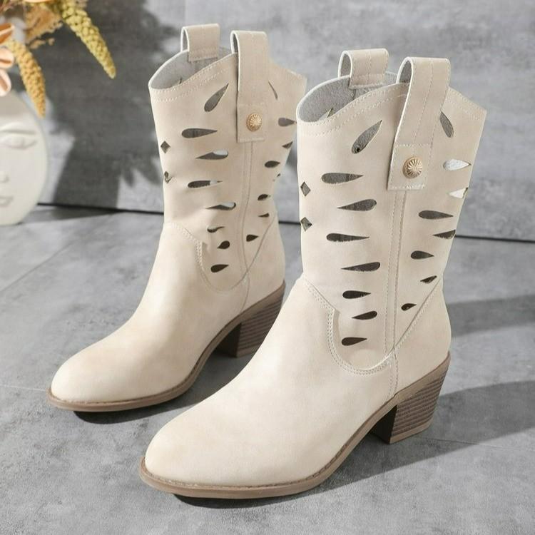 Women's Ankle Boots Hollow Heels Western Boots Winter New Designer Shoes  Trend Party Dress Chunky Women's Boots Chelsea