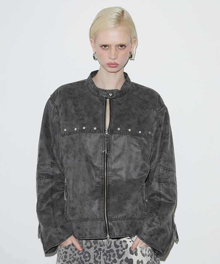 Voont Washing Leather Jacket (Gray)