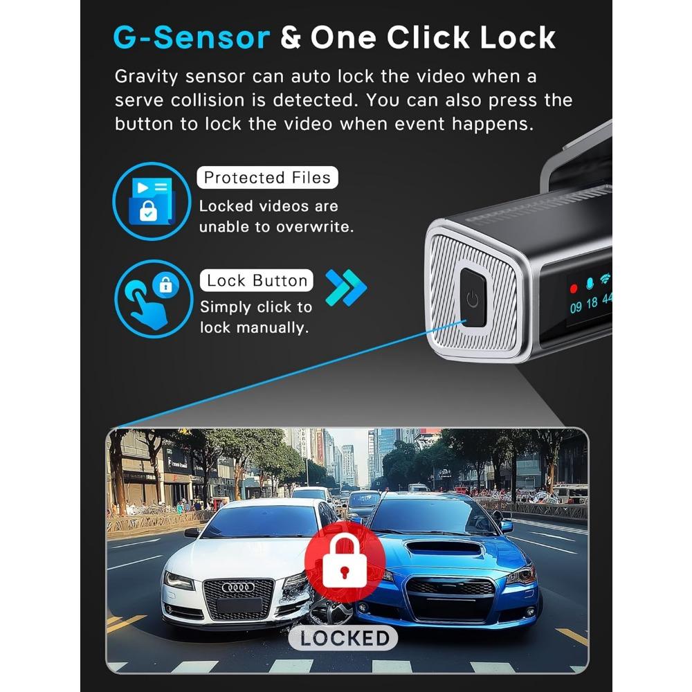 Navycrest 4K Dash Cam Front and Rear with 64GB Card, Built-in 5G WiFi, Dash Camera for Cars 4K Front and 1080P Rear, Dashcams fo