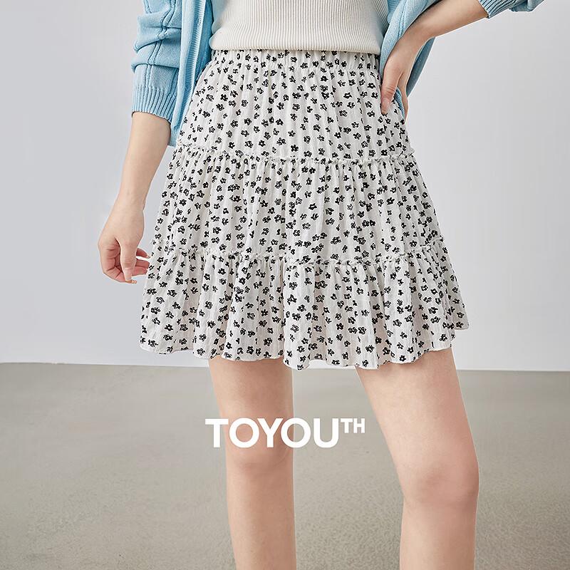 Women s Floral Crinkle Tiered Short Skirt L