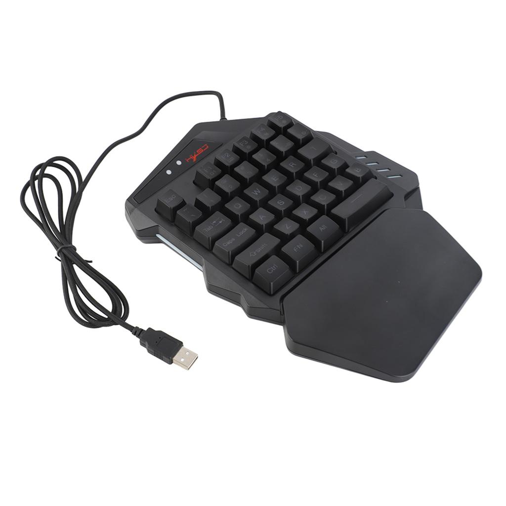 One Handed Gaming Keyboard USB RGB Wired Illuminated Keyboard Gaming Accessory for Desktop PC Laptop