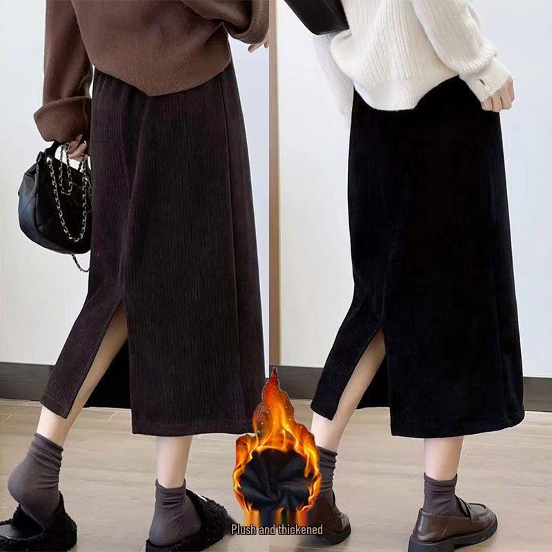 Chenille High-Waist A-Line Fleece-Lined Skirt - Autumn/Winter 2025 Edition