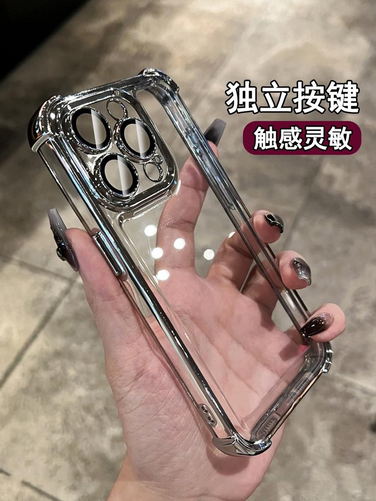 Luxury Shockproof Phone Case For iPhone 16 15 11 12 13 14 Pro Max Xs XR 7 8 Plus 6s 16e Lens Film Bumper Transparent Air Cover