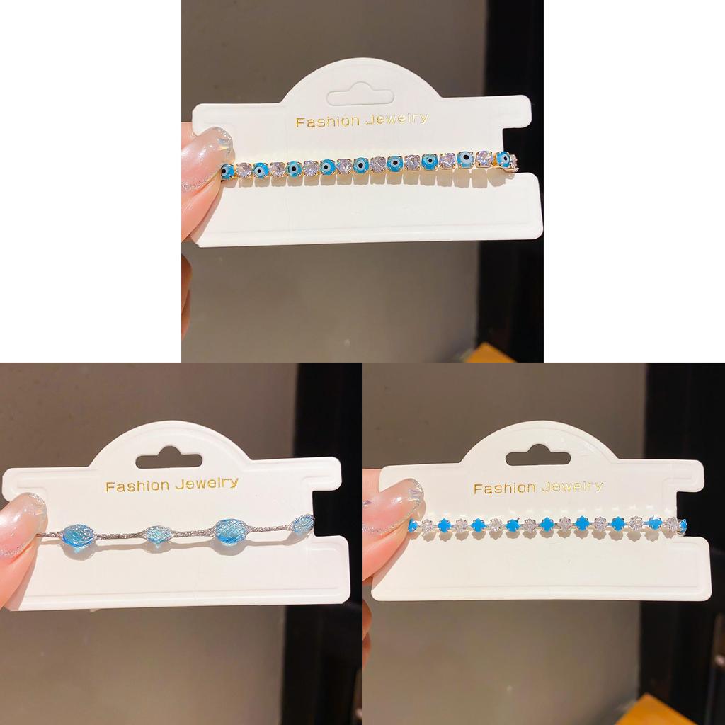 Geometric Zircon Silver Blue Womens Bracelet With Modern Minimalist Design For Gift