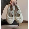 Gentle Wind Bow Cross Strap Mary Jane Versatile Plush Shoes Women's Warm Single Shoes Cotton Shoes