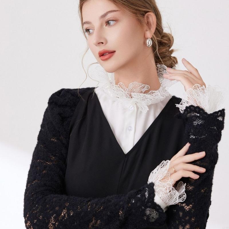 Elegant Decorative Lace Collar And Arm Cuff Sleeves Set For Women Formal Outfit Dress Sweater Enhancement Accessories
